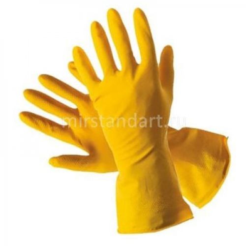 Перчатки хозяйственные латексные желтые
